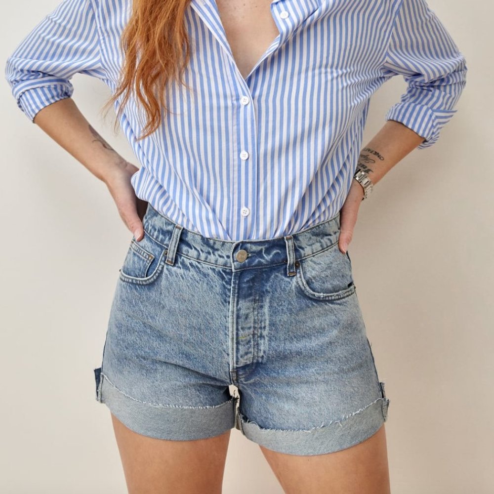 Reformation Charlie Cuffed High Rise Jean Shorts